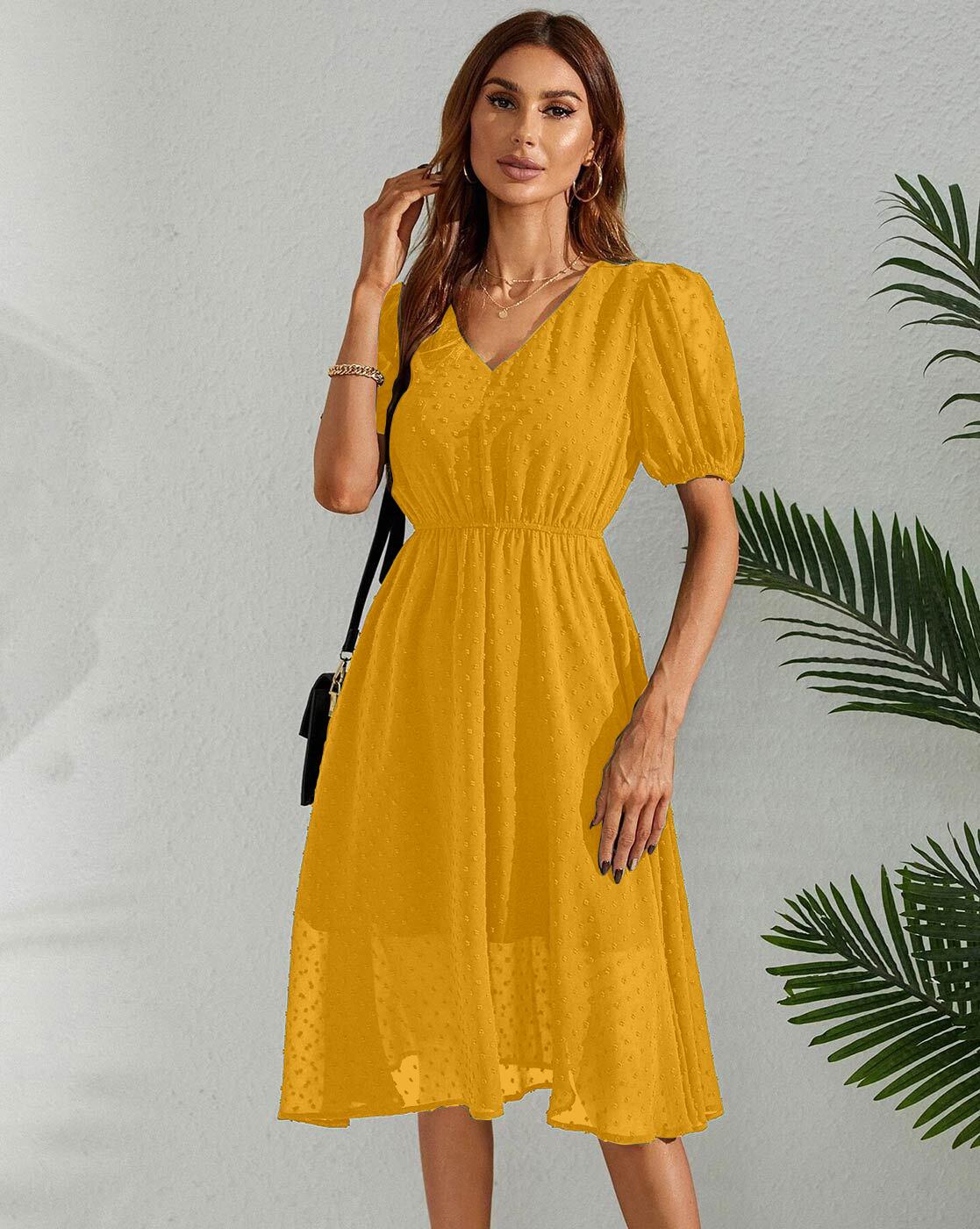 GRACEFUL GEORGETTE BUTTI WORK YELLOW TOP