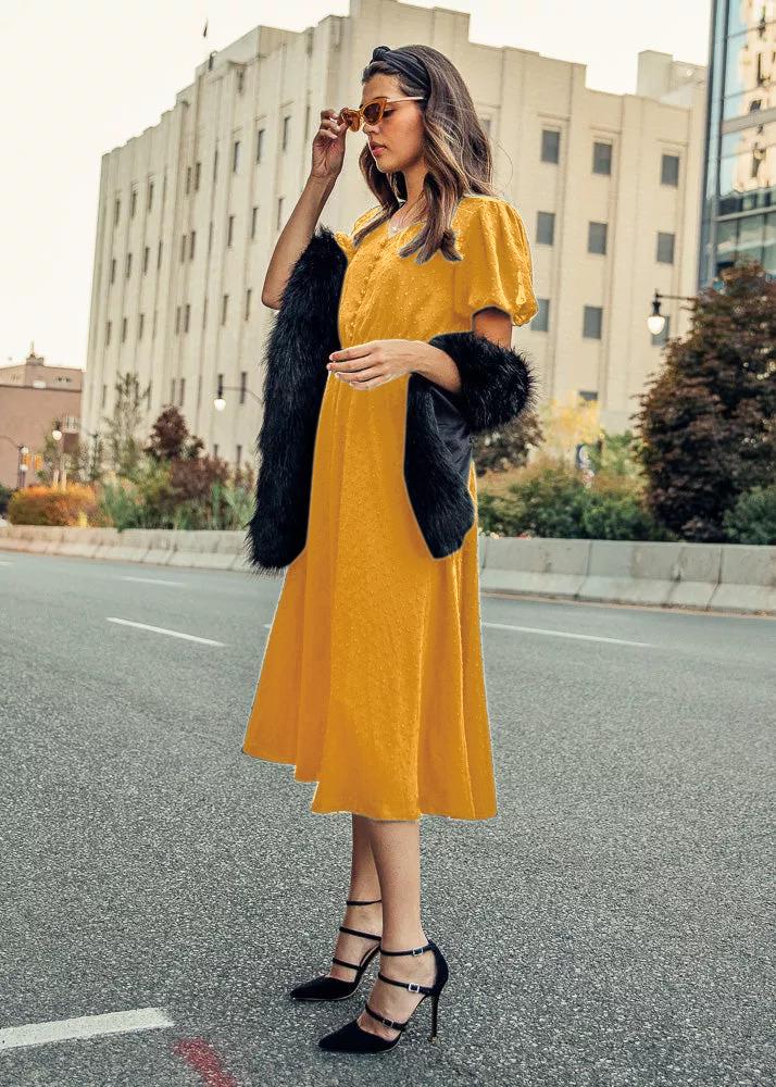 ELEGANT CASUAL HIGHBURY DRESS : YELLOW