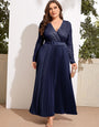 ELEGANT EMBROIDERED PLEATED MAXI DRESS IN FAUX GEORGETTE