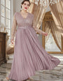 EMBROIDERED V-NECK GEORGETTE GOWN : LAVENDAR