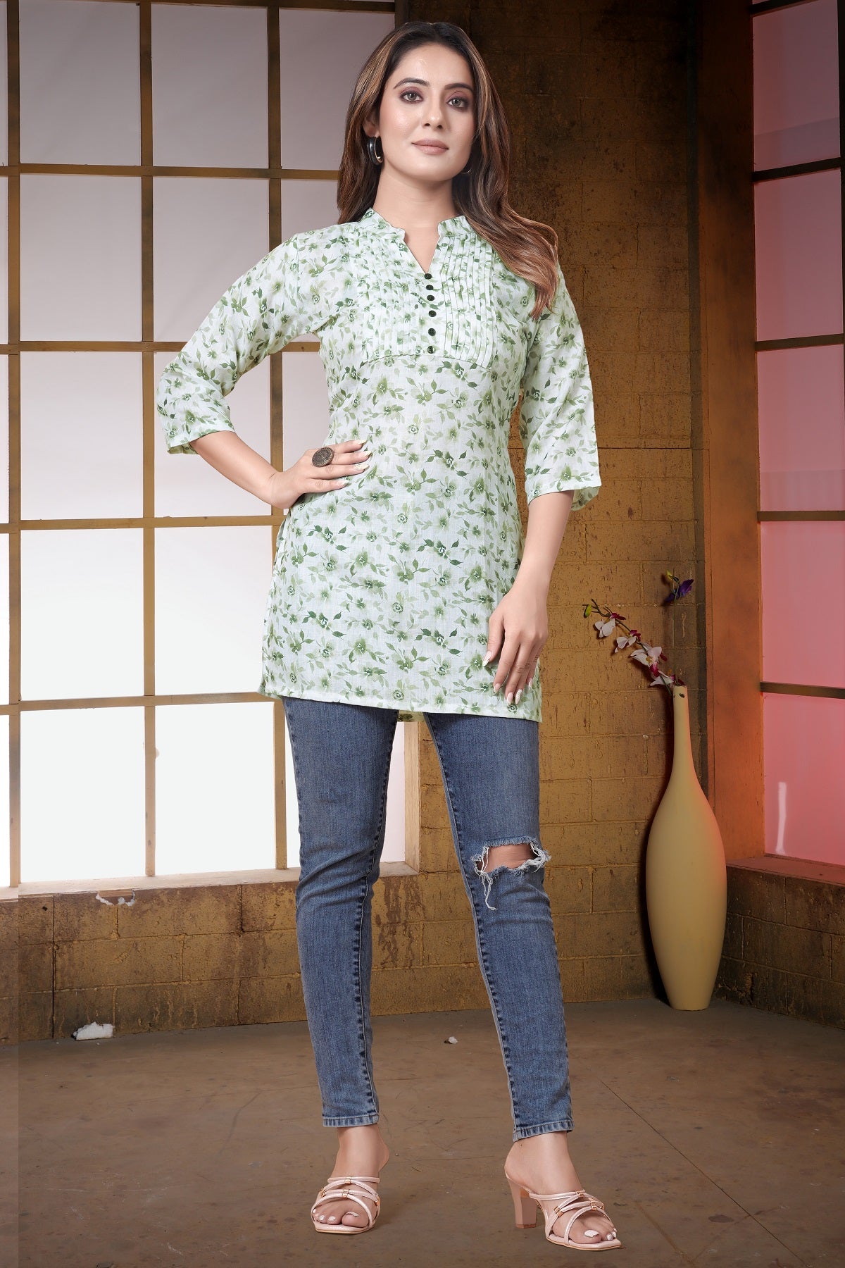 Soft Cotton Floral Printed Kurti-Top