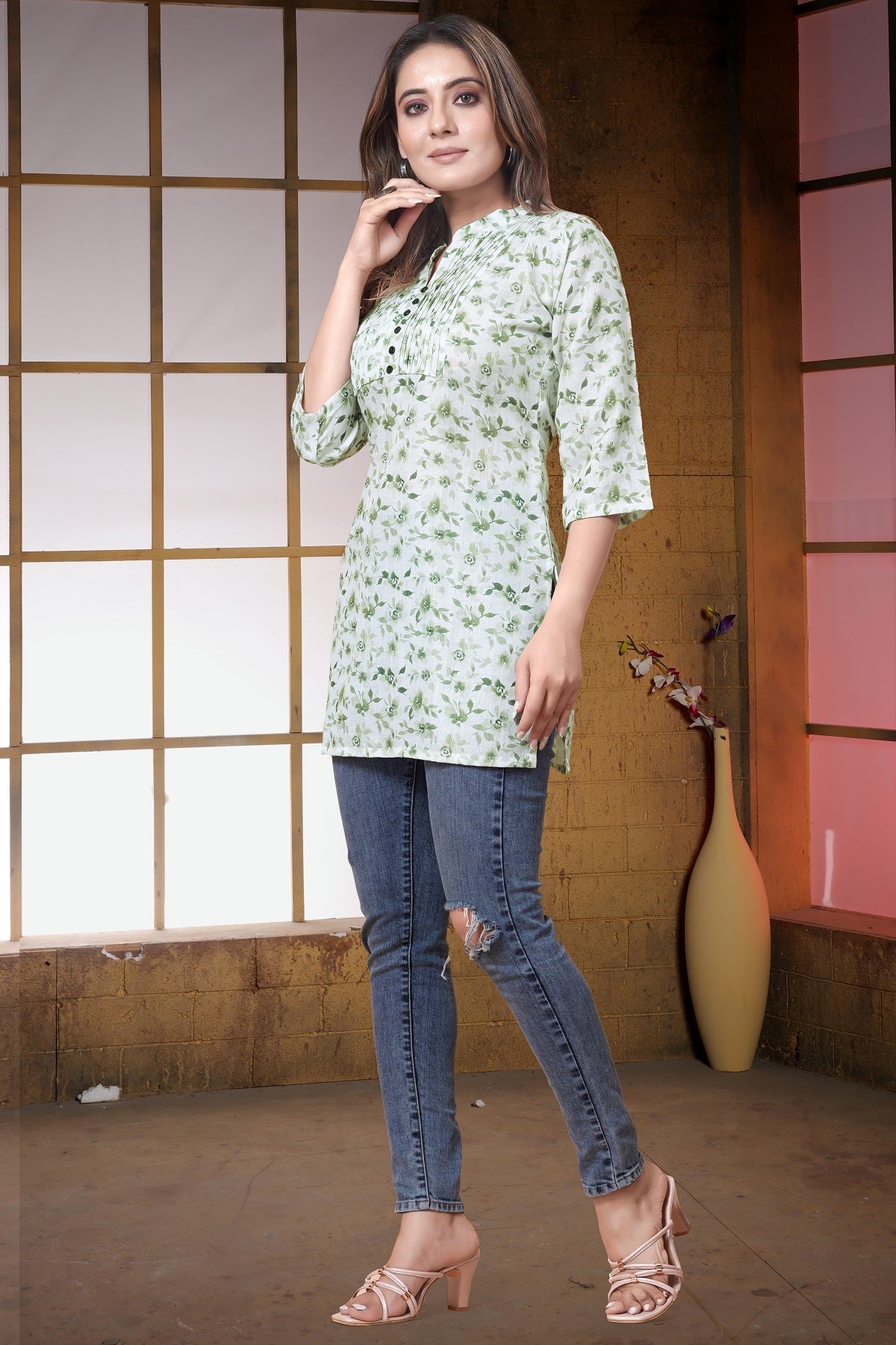 Soft Cotton Floral Printed Kurti-Top