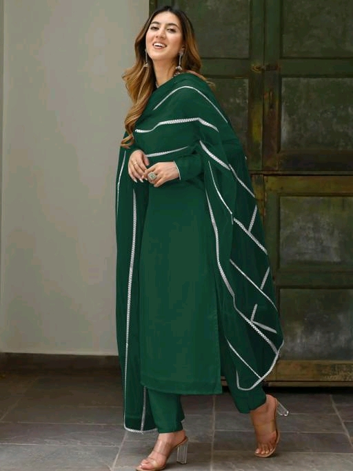 COTTON SILK ELEGANT EMERALD KURTA SET