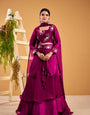 Women’s Embroidered Fandy Satin Peplum Gown Set with Dupatta – Party & Festive Wear