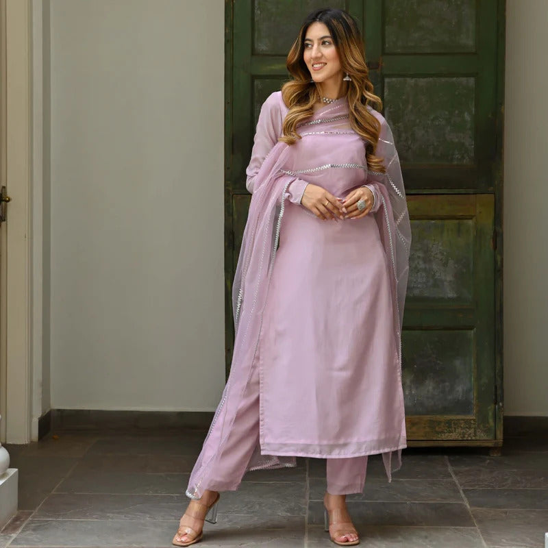 COTTON SILK ELEGANT LAVENDAR KURTA SET