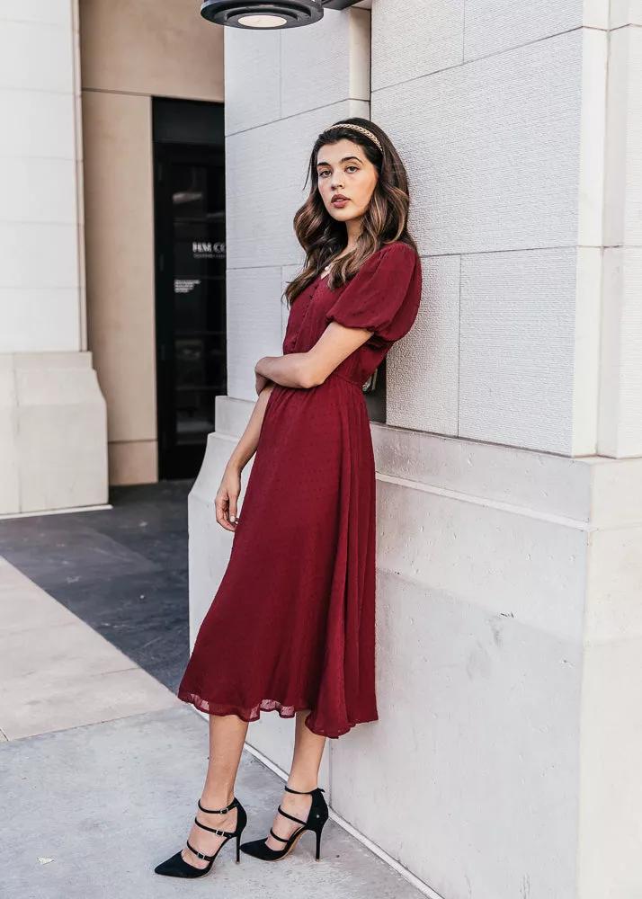 ELEGANT CASUAL HIGHBURY DRESS : MAROON