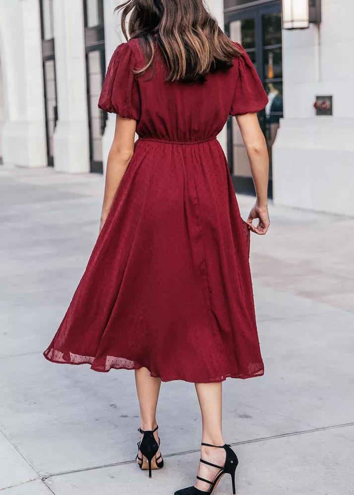 ELEGANT CASUAL HIGHBURY DRESS : MAROON