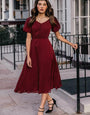 ELEGANT CASUAL HIGHBURY DRESS : MAROON