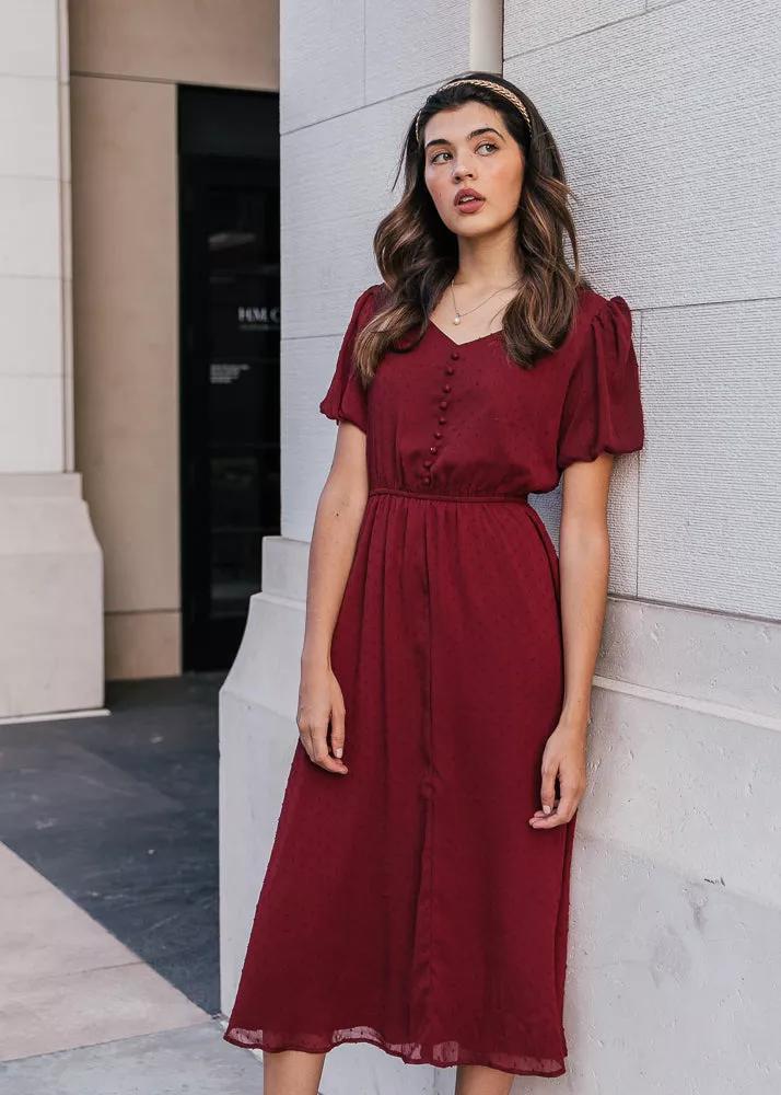 ELEGANT CASUAL HIGHBURY DRESS : MAROON