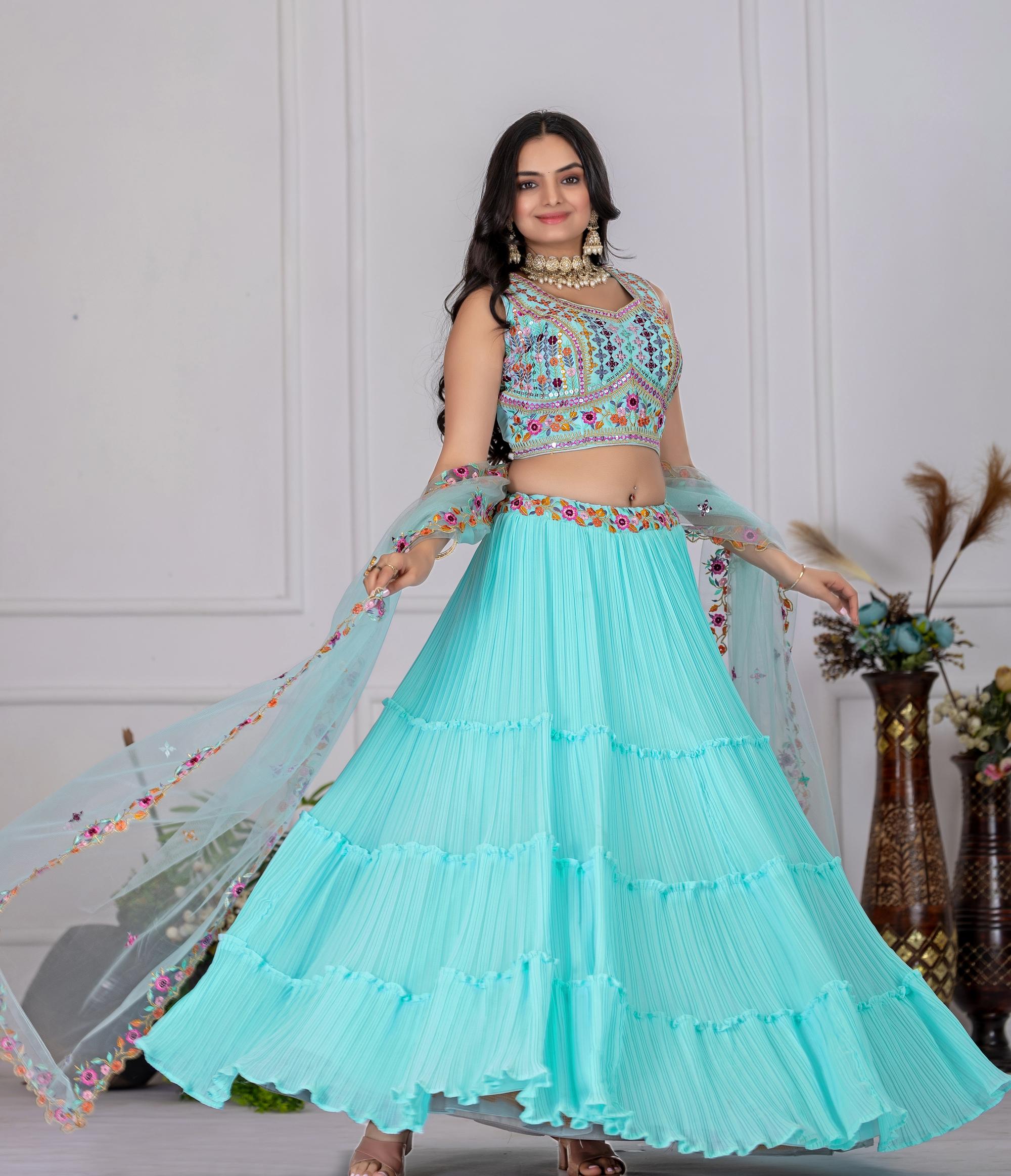 Blue Radiance Pleated Lehenga Set 🩵