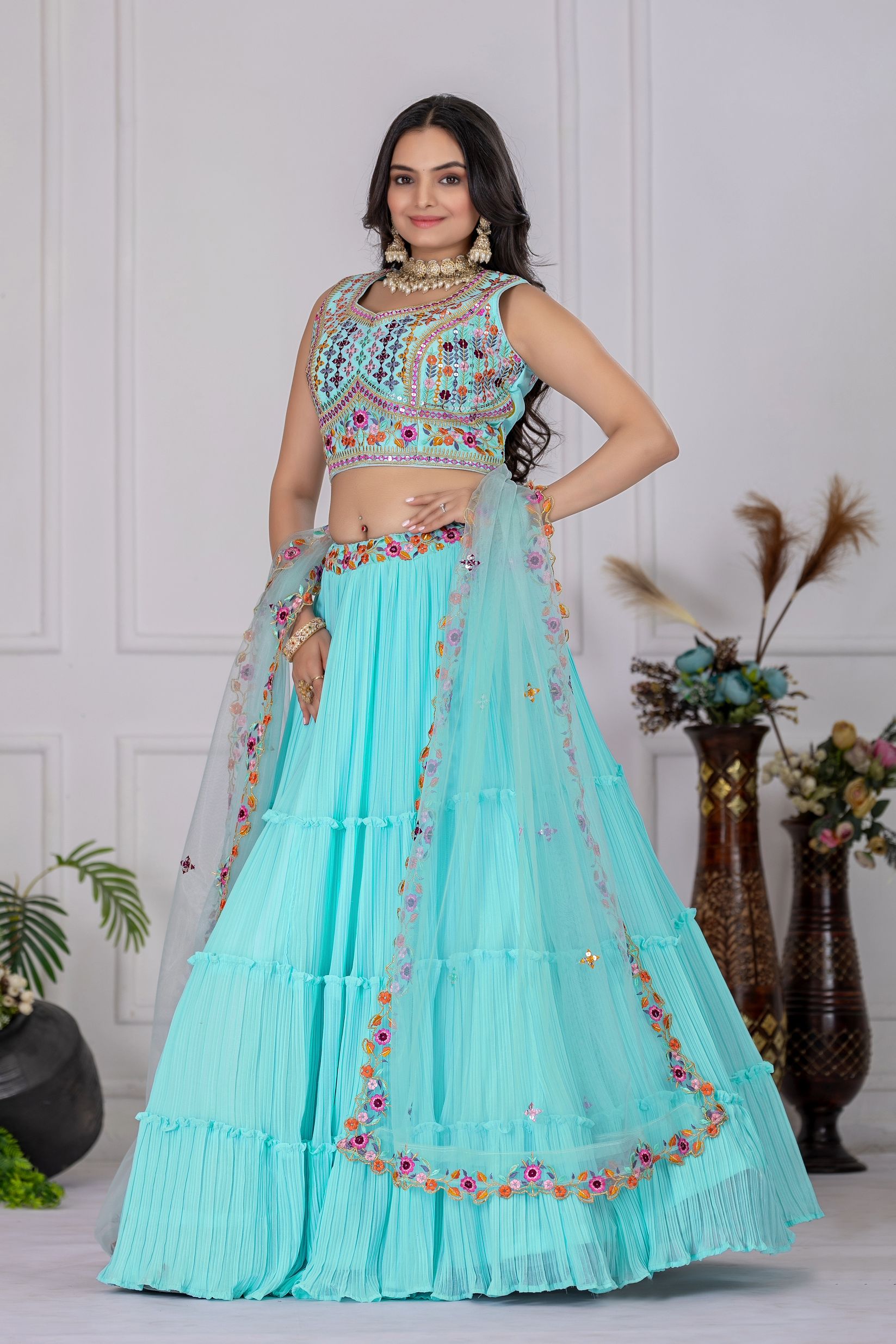 Blue Radiance Pleated Lehenga Set 🩵