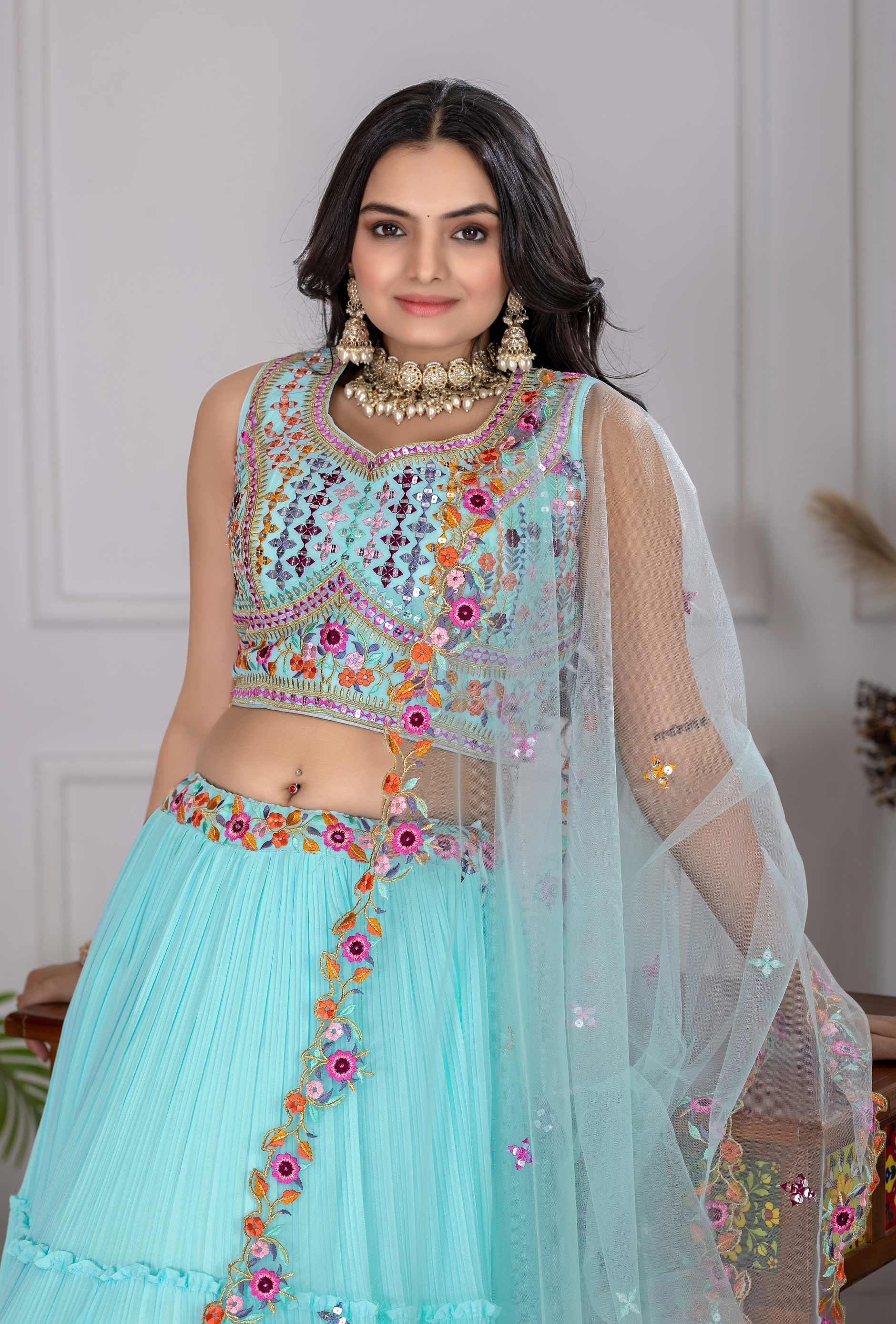 Blue Radiance Pleated Lehenga Set 🩵