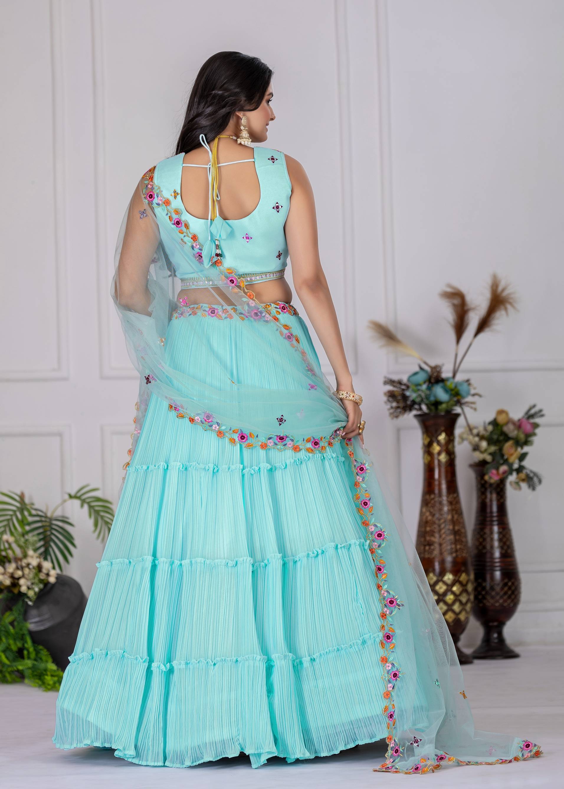 Blue Radiance Pleated Lehenga Set 🩵