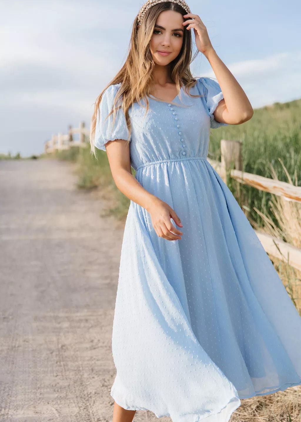 ELEGANT SUNKISSED CASUAL HIGHBURY DRESS : SKY