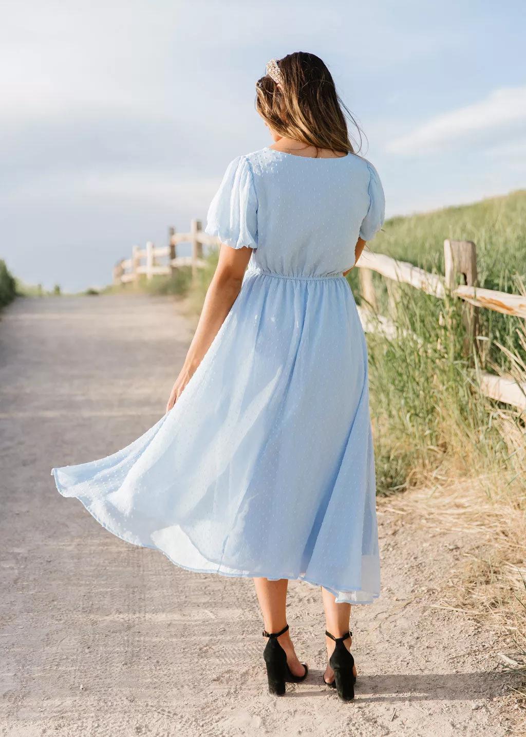 ELEGANT SUNKISSED CASUAL HIGHBURY DRESS : SKY