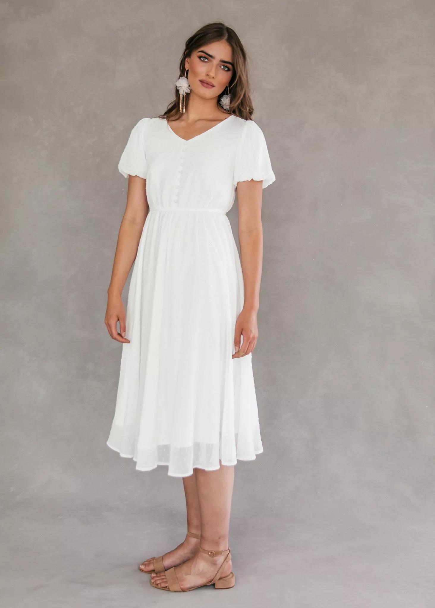 ELEGANT CASUAL HIGHBURY DRESS : WHITE