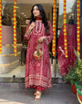 Red Printed Kurta Pant Dupatta Set