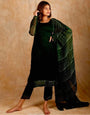 EMERALD RAYON ZARI ENSEMBLE: KURTA, PANT & DUPATTA SET