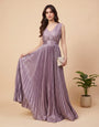 Luxury  Evening Wear  Gown for Women – Sleeveless V-Neck Party & Cocktail Dress Lavendar