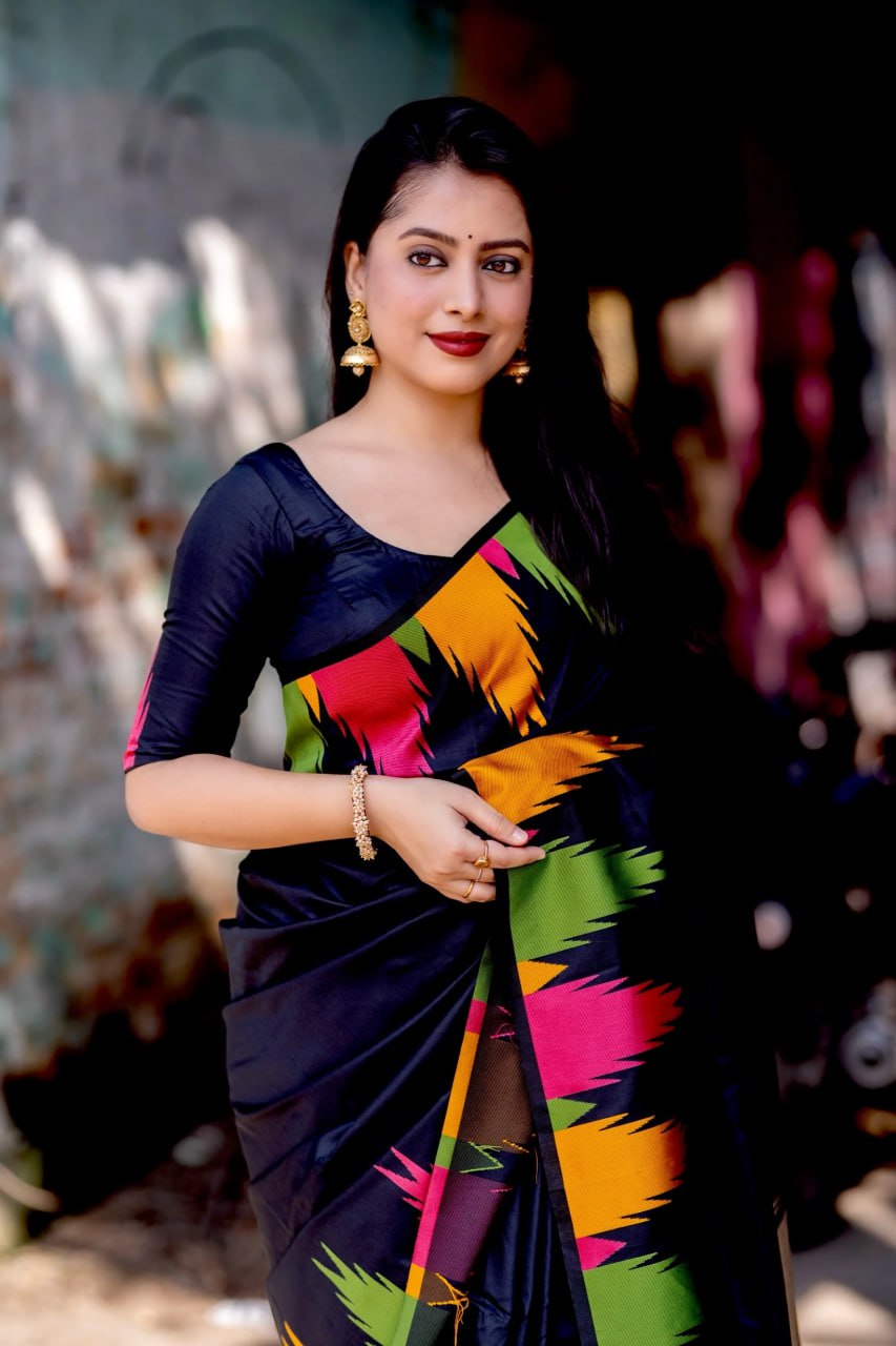 BLACK BANARASI SOFT SILK SAREE