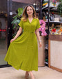 Women’s Pure Cotton Olive Green Flared Midi Dress | Trendy Casual Western Wear