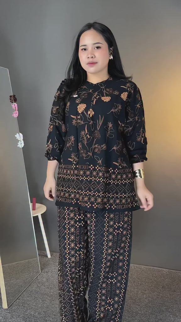 Fashionable black printed coord outfit for women summer wear