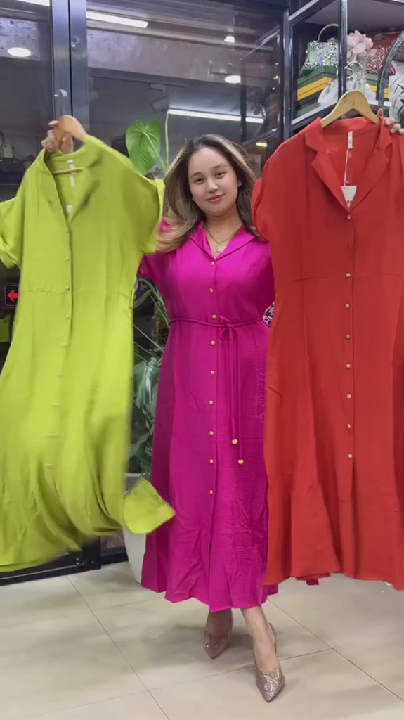 Elegant pink pure cotton dress for summer wear women