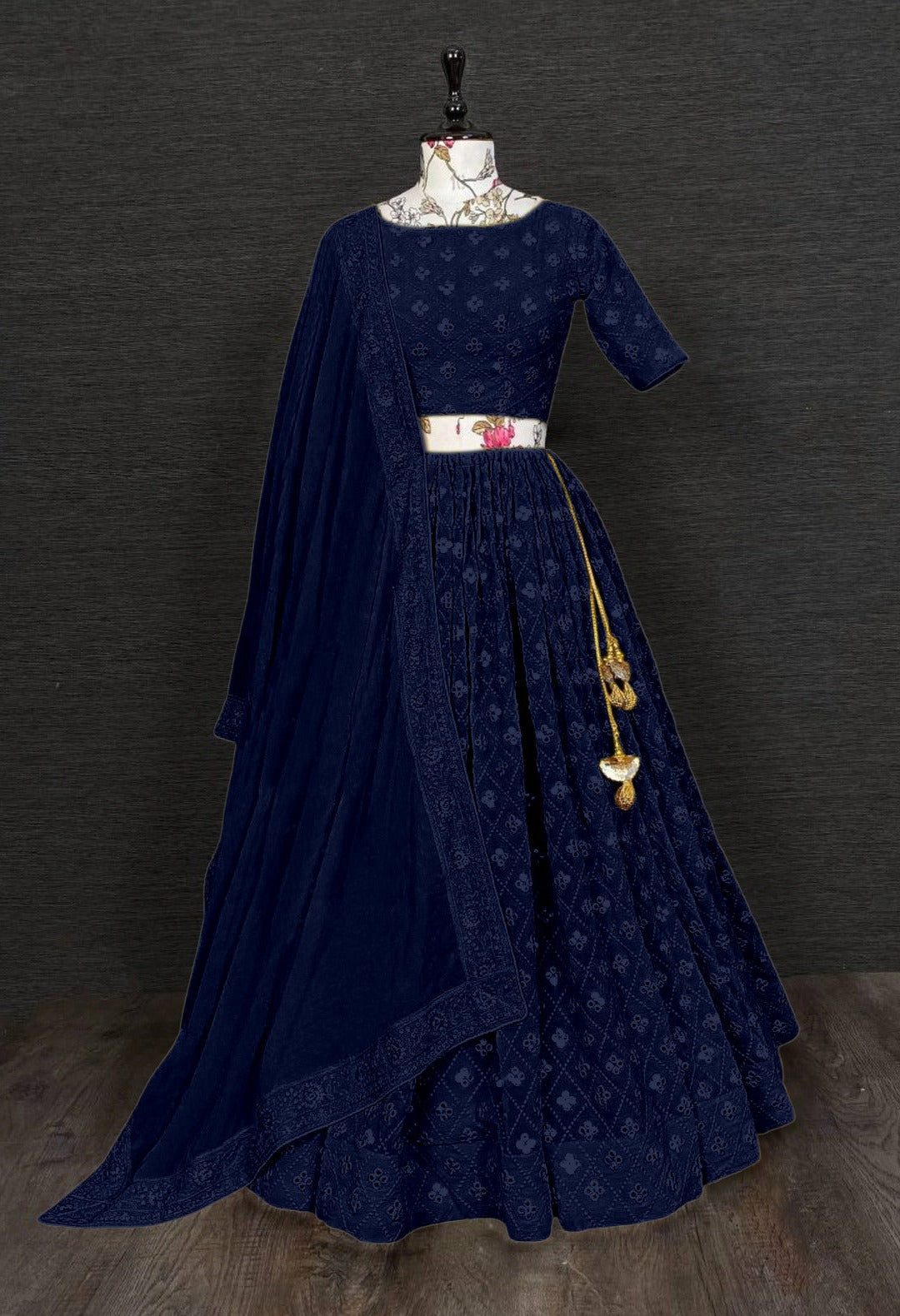 NAVY BLUE NIGHTFALL RAYON LEHENGA CHOLI