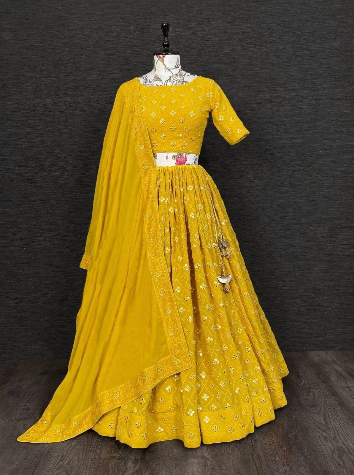 YELLOW HALDI GLOW RAYON LEHENGA CHOLI