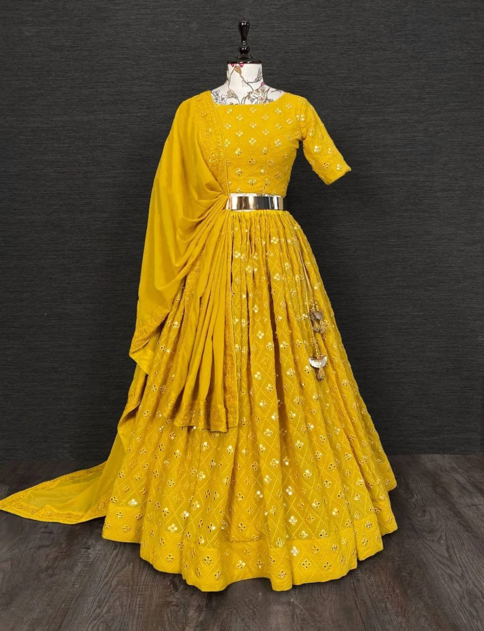 YELLOW HALDI GLOW RAYON LEHENGA CHOLI