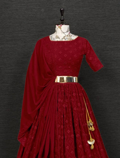 CLASSIC MAROON MAJESTY RAYON LEHENGA CHOLI