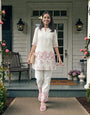 Summer Special Women Off White Cotton Embroidered Kurta Pant Set Lightweight Daily Wear | Aahiya Apparels